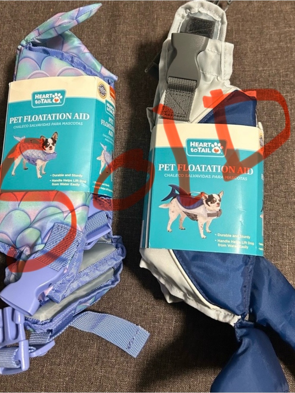 Heart to tail mermaid pet flotation aid life vest sz xs new set of 2